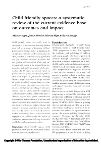 Child Friendly Spaces: a Systematic Review of the Current Evidence Base on Outcomes and Impact