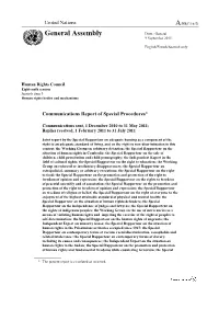Communications Report of Special Procedures*