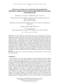 Optimal Water Allocation by Equilibrating Between Agricultural and Environmental Sectors - 7467