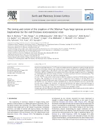 The Timing and Extent of the Eruption of the Siberian Traps Large Igneous Province: Implications for the End-Permian Environmental Crisis