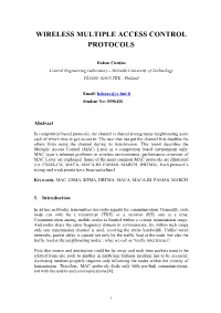 Wireless Multiple Access Control Protocols