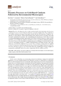 Dynamic Processes on Gold-Based Catalysts Followed by Environmental Microscopies