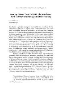 How Joy Division Came to Sound Like Manchester: Myth and Ways of Listening in the Neoliberal City