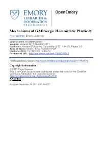 Mechanisms of Gabaergic Homeostatic Plasticity Peter Wenner, Emory University