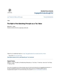 The Myth of the Matching Principle As a Tax Value