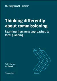 Thinking Differently About Commissioning Learning from New Approaches to Local Planning