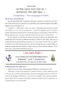 Complexity – the Language of GOD!