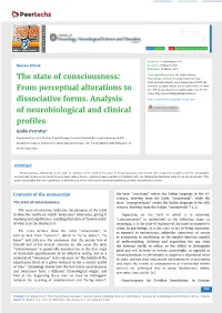 From Perceptual Alterations to Dissociative Forms. Analysis of Neurobiological and Clinical Profiles
