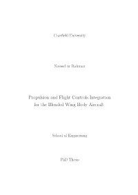 Propulsion and Flight Controls Integration for the Blended Wing Body Aircraft