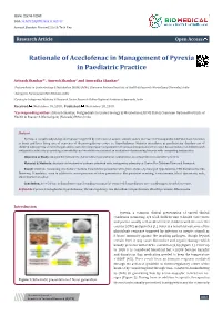 Rationale of Aceclofenac in Management of Pyrexia in Paediatric Practice
