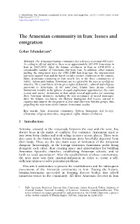 The Armenian Community in Iran: Issues and Emigration’ (2019) 3 Global Campus Human Rights Journal 127-140