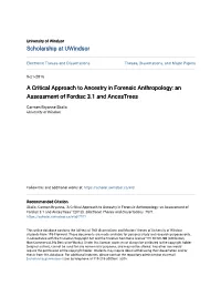 A Critical Approach to Ancestry in Forensic Anthropology: an Assessment of Fordisc 3.1 and Ancestrees