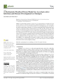 A Mechanistic Weather-Driven Model for Ascochyta Rabiei Infection and Disease Development in Chickpea