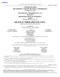 SILENCE THERAPEUTICS PLC (Exact Name of Registrant As Specified in Its Charter)