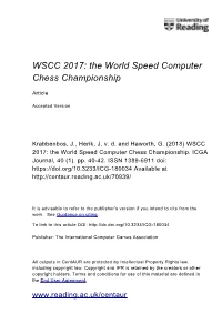 WSCC 2017: the World Speed Computer Chess Championship