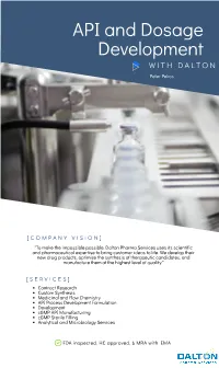 API & Dosage Form Development