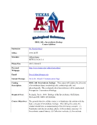 Invertebrate Zoology Course Syllabus Instructor