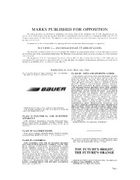 Marks Published for Opposition
