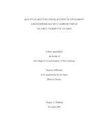 Quality of Object Relations, Security of Attachment