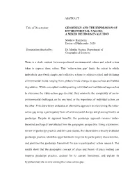 ABSTRACT Title of Dissertation: GEODESIGN and THE