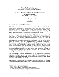 Class Actions in Malaysia: Principles and Procedural Obstacles