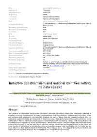 Inductive Constructivism and National Identities: Letting the Data Speak†