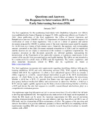 Questions and Answers on Response to Intervention (RTI) and Early Intervening Services (EIS). (PDF)