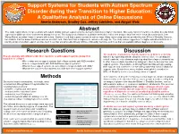 Support Systems for Students with Autism Spectrum Disorder During
