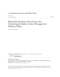Beyond the Employee Free Choice Act: Unleashing the States in Labor-Management Relations Policy Henry H