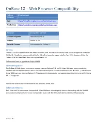 Onbase 12 – Web Browser Compatibility