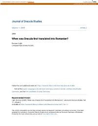 When Was Dracula First Translated Into Romanian?