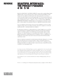 Beautiful Interfaces: the Privacy Paradox 4/14–5/14