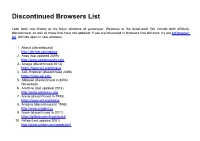 Discontinued Browsers List