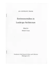 Ian Mcharg, Landscape Architecture, and Environmentalism