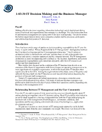 IT Decision Making and the Business Manager Edward G