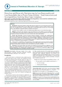 Know-How and Know-Why Nutrients May Be