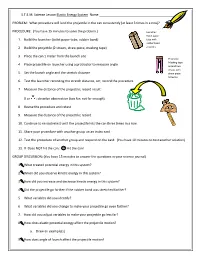 S.T.E.M. Science Lesson Elastic Energy System Name ______