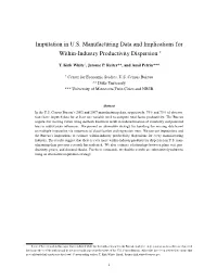 Within-Industry Productivity Dispersion and Imputation for Missing Data