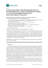 A Theoretical Study of the Relationship Between the Electrophilicity Ω Index and Hammett Constant Σp in [3+2] Cycloaddition Reactions of Aryl Azide/Alkyne Derivatives
