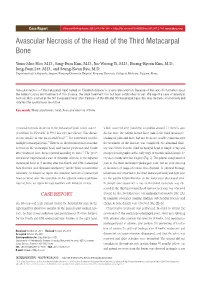 Avascular Necrosis of the Head of the Third Metacarpal Bone