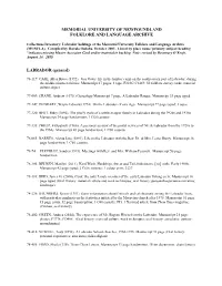 Memorial University of Newfoundland Folklore and Language Archive