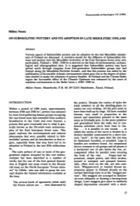 Milton Nunez on SUBNEOLITHC POTTERY and ITS ADOPTION IN