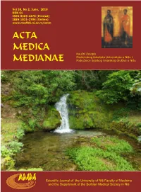 Scientific Journal of the University of Niš Faculty of Medicine and The
