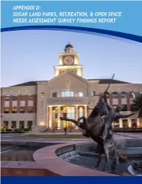 Sugar Land Parks, Recreation, & Open Space Needs Assessment