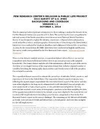 Survey of US Jews 2013, Background and Codebook