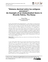 An Example of an Understudied Genre in Ricardo Palma, the Essay