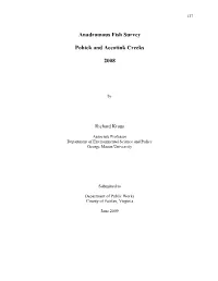 Anadromous Fish Survey Pohick and Accotink Creeks 2008