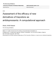 Assessment of the Efficacy of New Derivatives of Trazodone As Antidepressants: a Computational Approach
