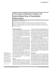 150 Years of Darwin's Theory of Intercellular Flow of Hereditary