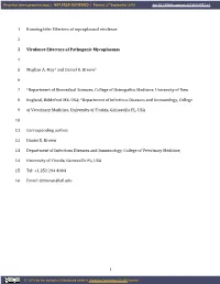 Effectors of Mycoplasmal Virulence 1 2 Virulence Effectors of Pathogenic Mycoplasmas 3 4 Meghan A. May1 And
